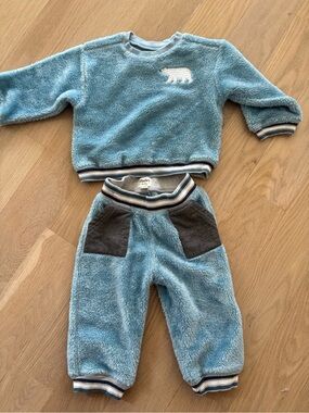 Hatley Baby Blue Plush Polar Bear Kids Sweatshirt & Pants Set